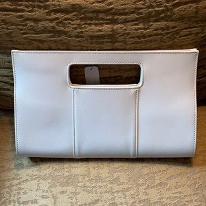 NWT White Vegan Leather Clutch Handbag